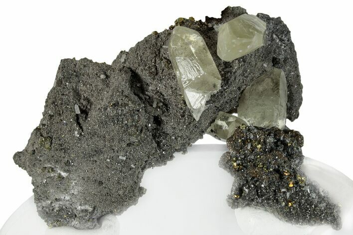 Yellow Calcite Crystal Cluster with Chalcopyrite - Missouri #260513